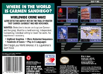 Where in the World Is Carmen Sandiego (USA) (En,Fr,De,Es,It) box cover back